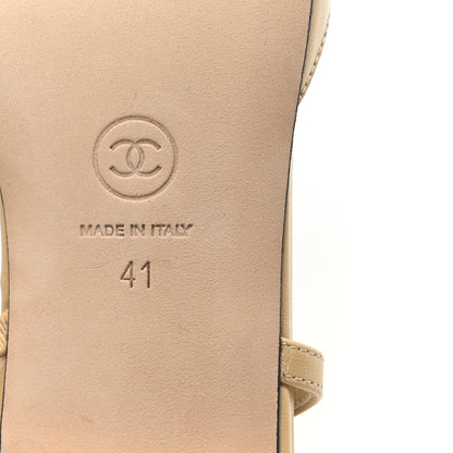 Chanel Lambskin Grosgrain Cap Toe CC Slingback Sandals 41 Beige Black 7 of 8