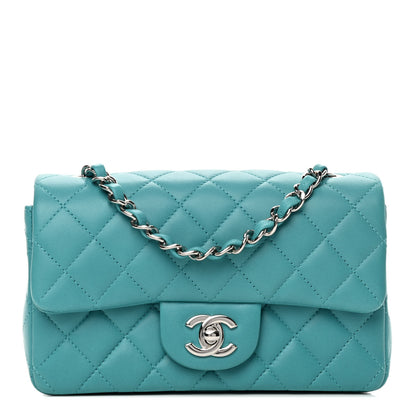 Chanel Lambskin Quilted Mini Rectangular Flap Turquoise 1 of 4