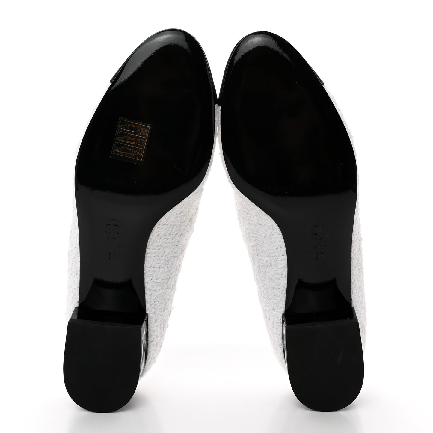 Tweed Grosgrain Cap Toe CC Pumps 37 White Black