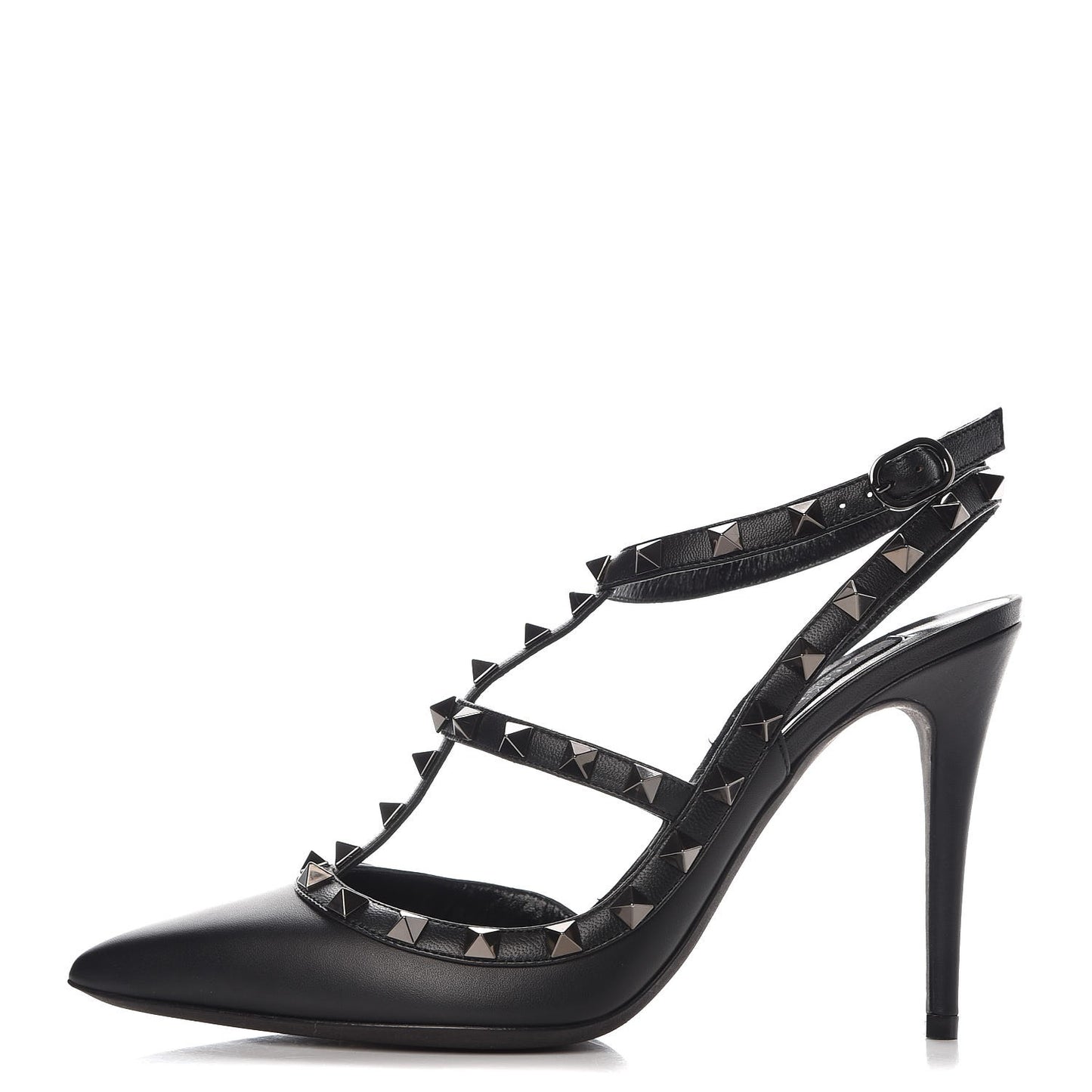 Nappa Rockstud Ankle Strap Pumps 38.5 Black