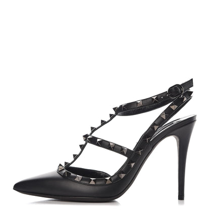 Valentino Garavani Nappa Rockstud Ankle Strap Pumps 38.5 Black 1 of 8