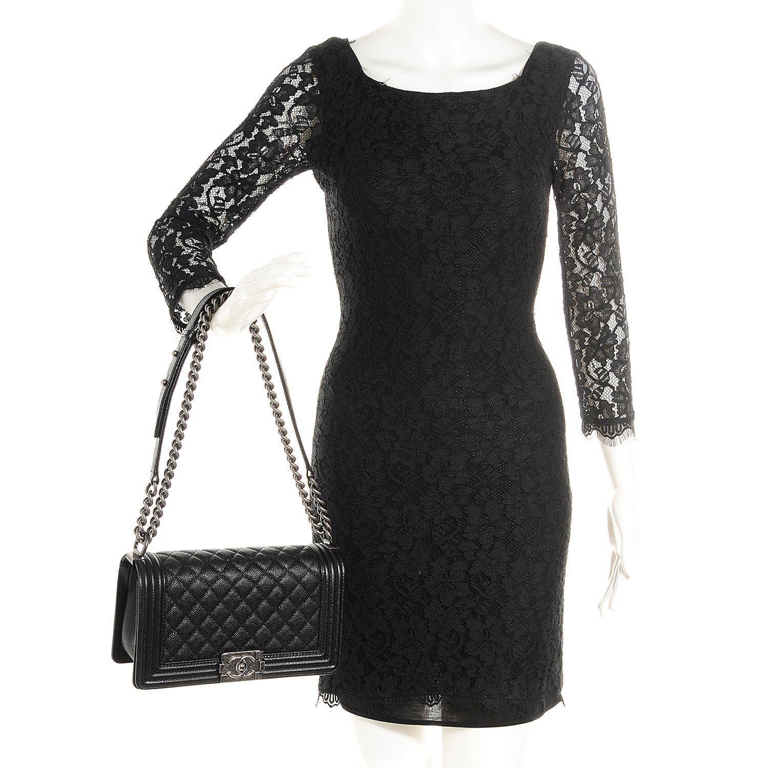 Chanel Caviar Quilted Medium Boy Flap Black 2 of 8