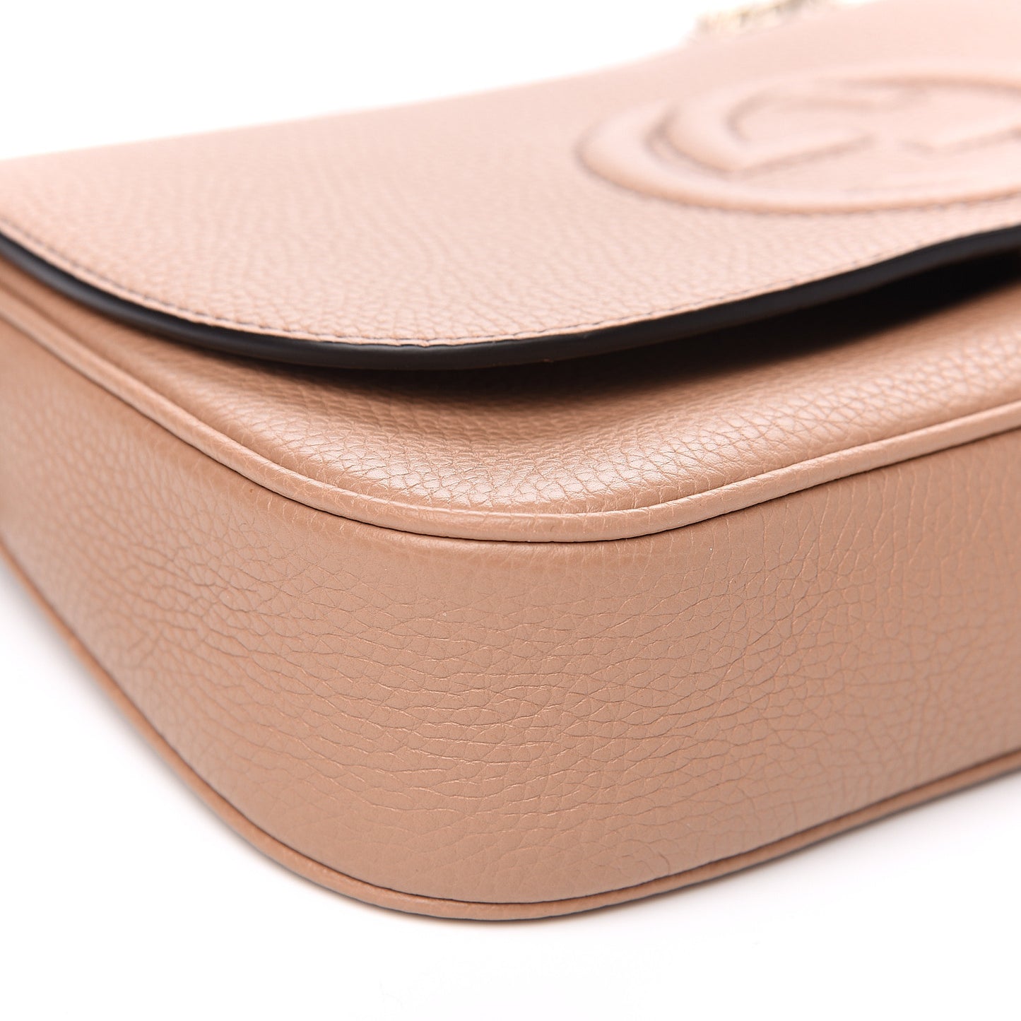 Pebbled Calfskin Medium Soho Flap Crossbody Camelia