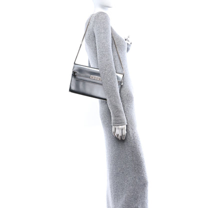 Saint Laurent Metallic Calfskin Manhattan Chain Clutch Metal Argento 2 of 9