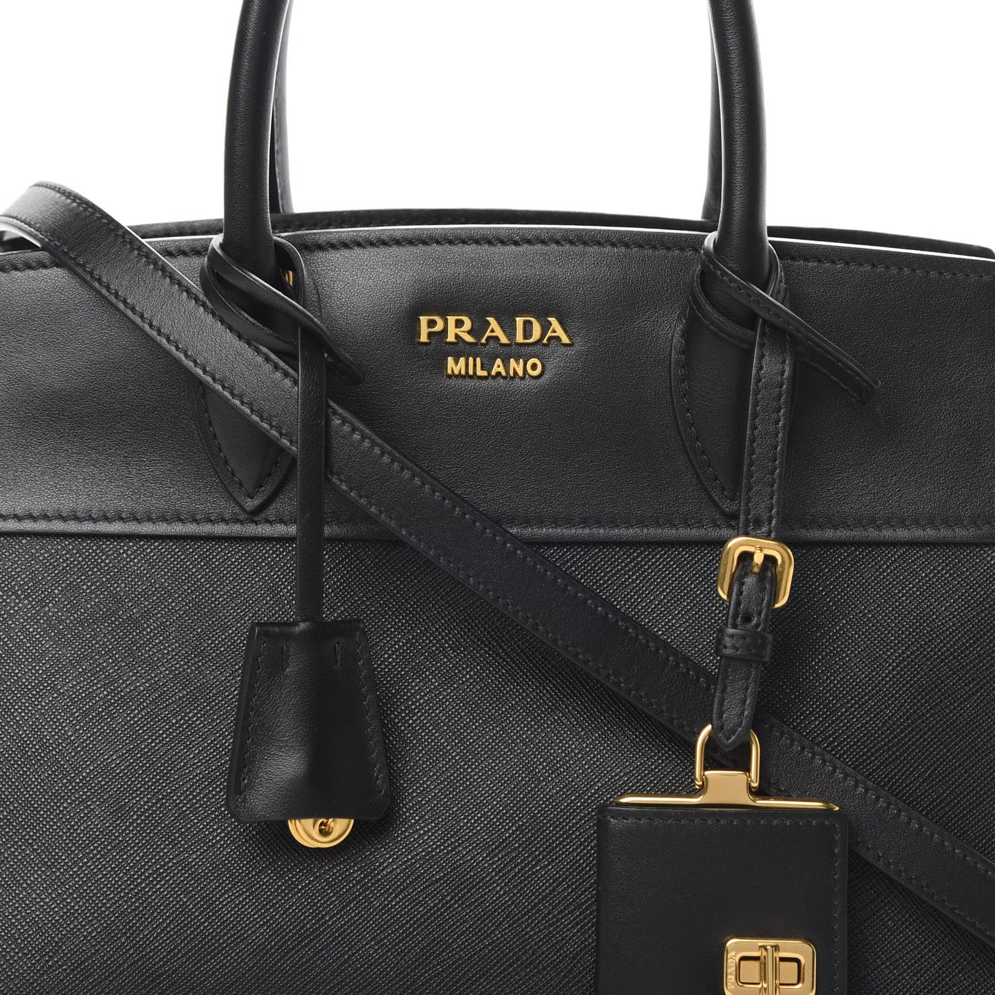 Saffiano City Calfskin Small Esplanade Tote Black