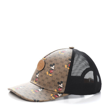 Gucci X DISNEY Mini Vintage GG Supreme Monogram Mickey Mouse Baseball Hat M Beige Vintage Sun Oil 1 of 9