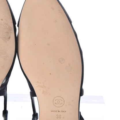 Chanel Mesh Grosgrain Cap Toe CC Slingback Sandals 38 Black 7 of 11