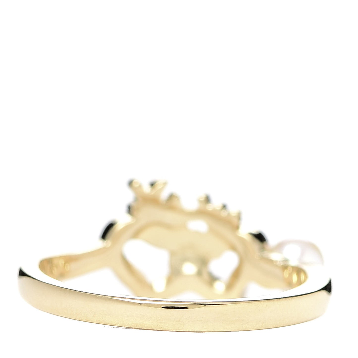18K Yellow Gold Akoya Pearl 4mm Double Heart Ring 53 6.25