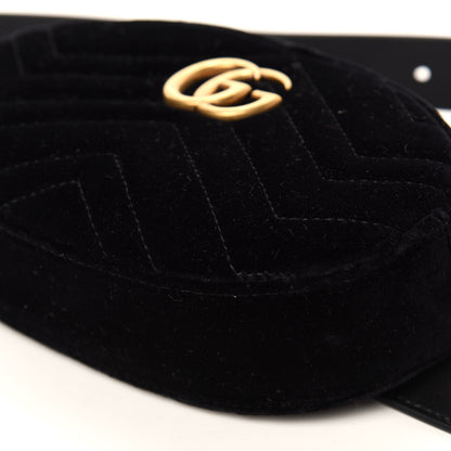 Gucci Velvet Matelasse GG Marmont Belt Bag 95 38 Black 7 of 10