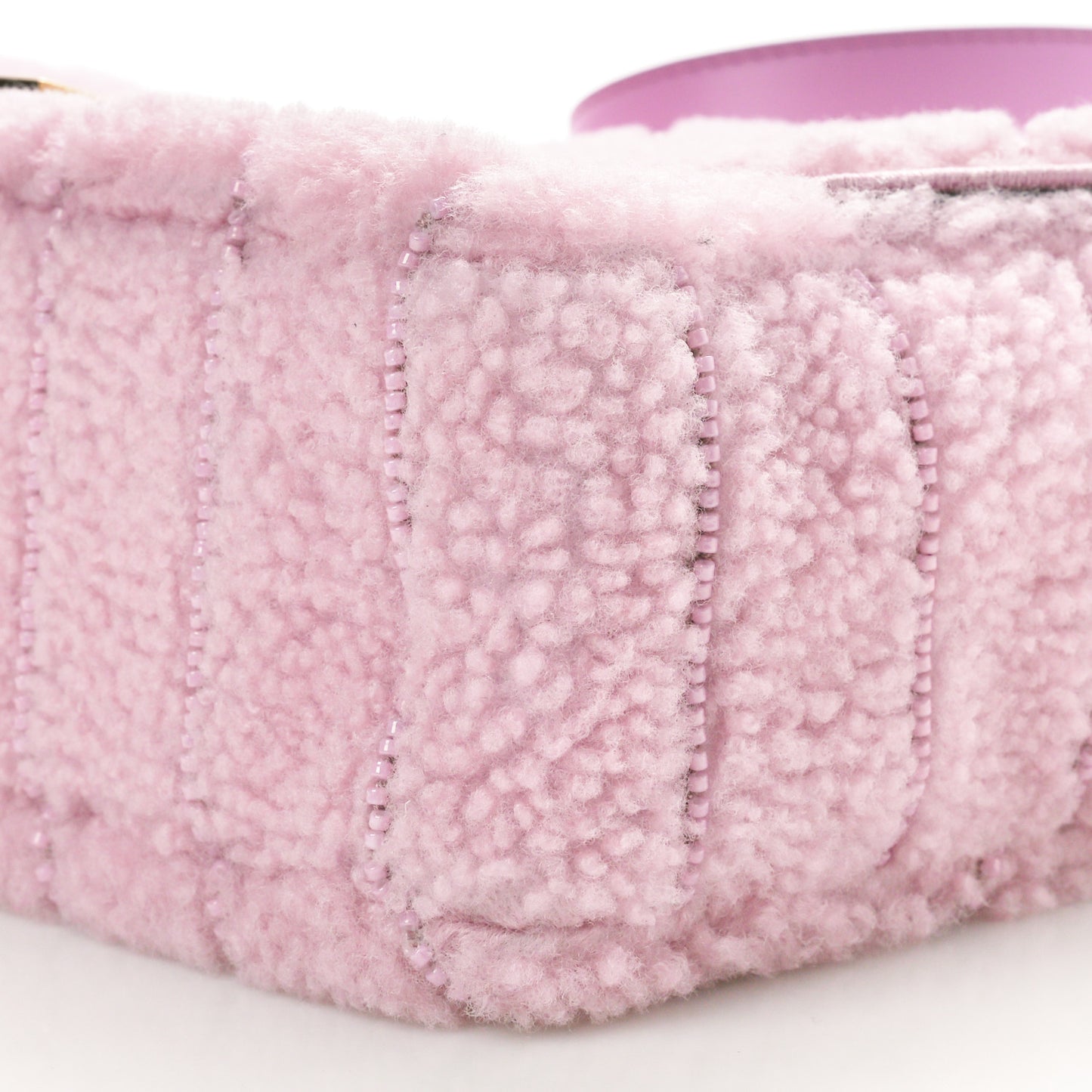 Sheepskin Crystal Beaded Baguette Violet