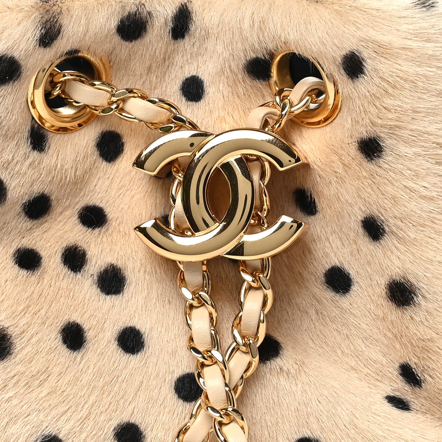 Chanel Pony Hair Mini Chanel 25 Handbag Beige Black 7 of 10