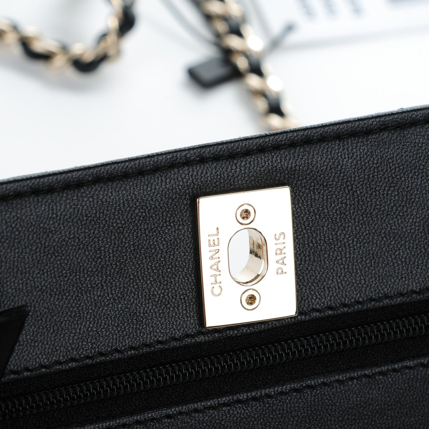 Lambskin Quilted Trendy CC Wallet On Chain WOC Black