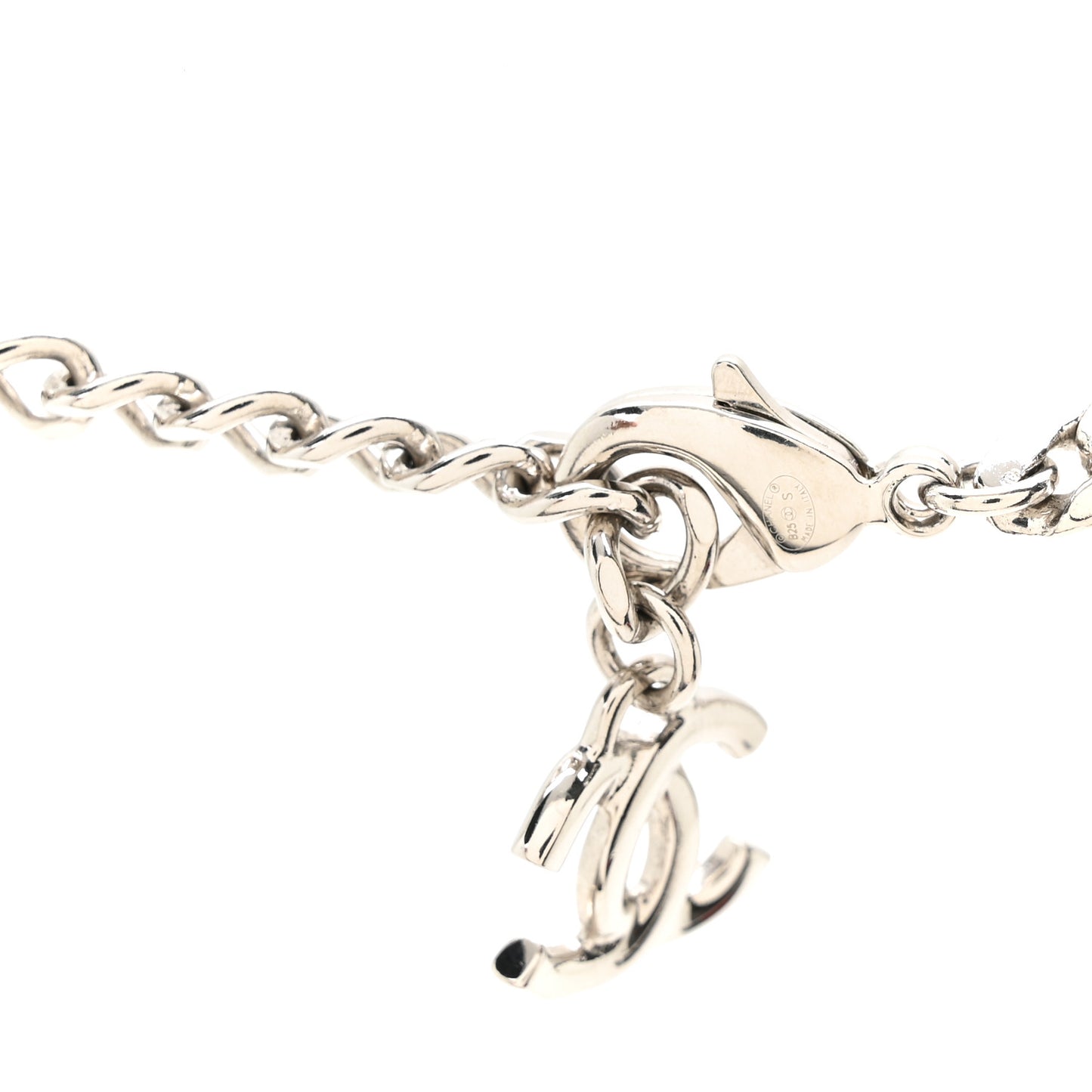 Metal Crystal CC Choker Necklace Silver