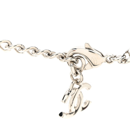 Chanel Metal Crystal CC Choker Necklace Silver 4 of 5