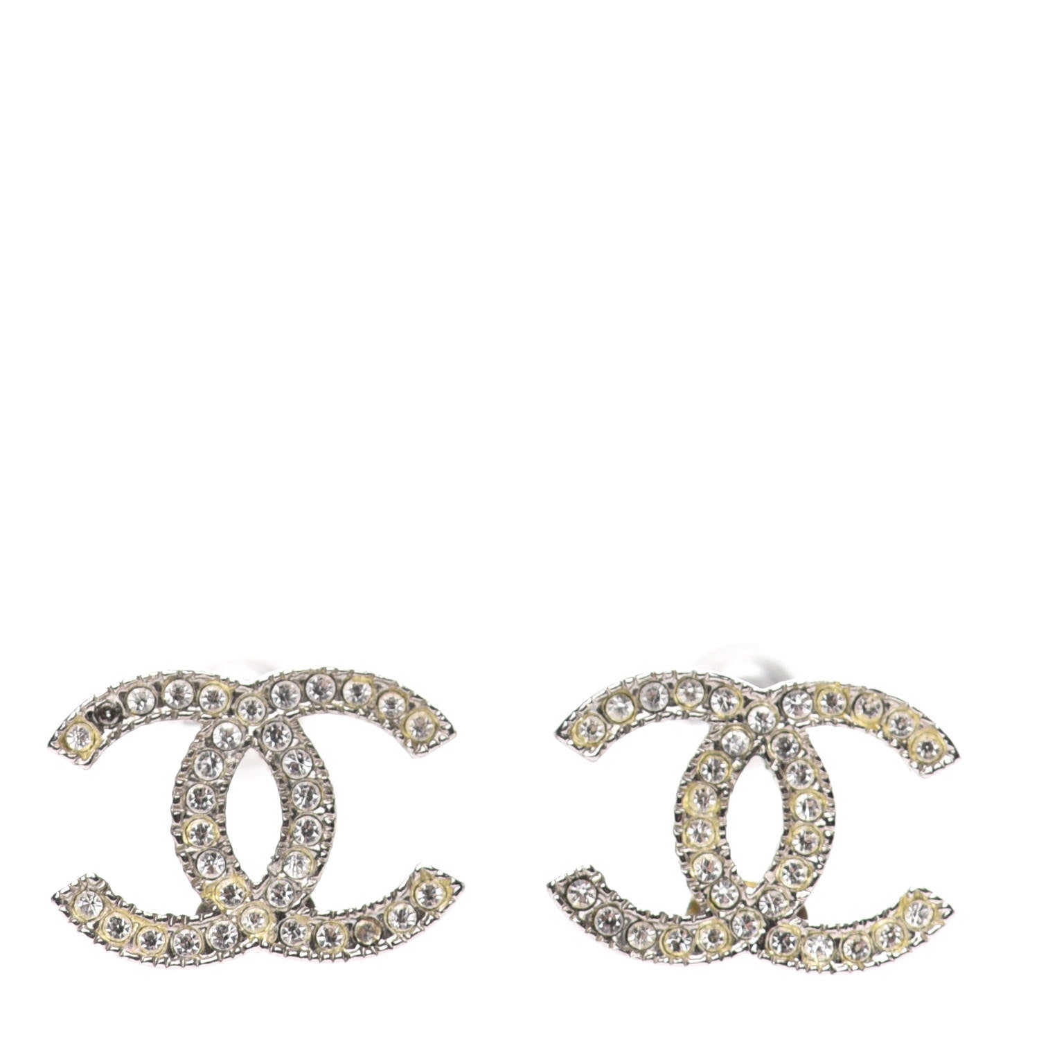 Chanel Crystal CC Earrings Silver 1 of 4