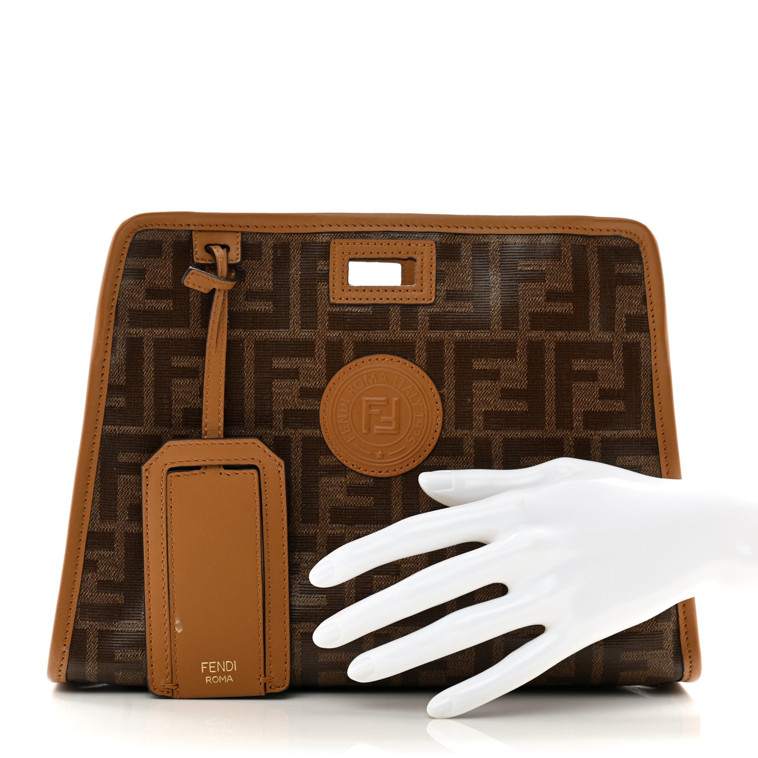 Fendi Glazed Fabric Vitello Century FF 1974 Stamp Patch Mini