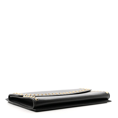 Valentino Garavani Pebbled Calfskin Large Rockstud Wristlet Clutch Black 4 of 7