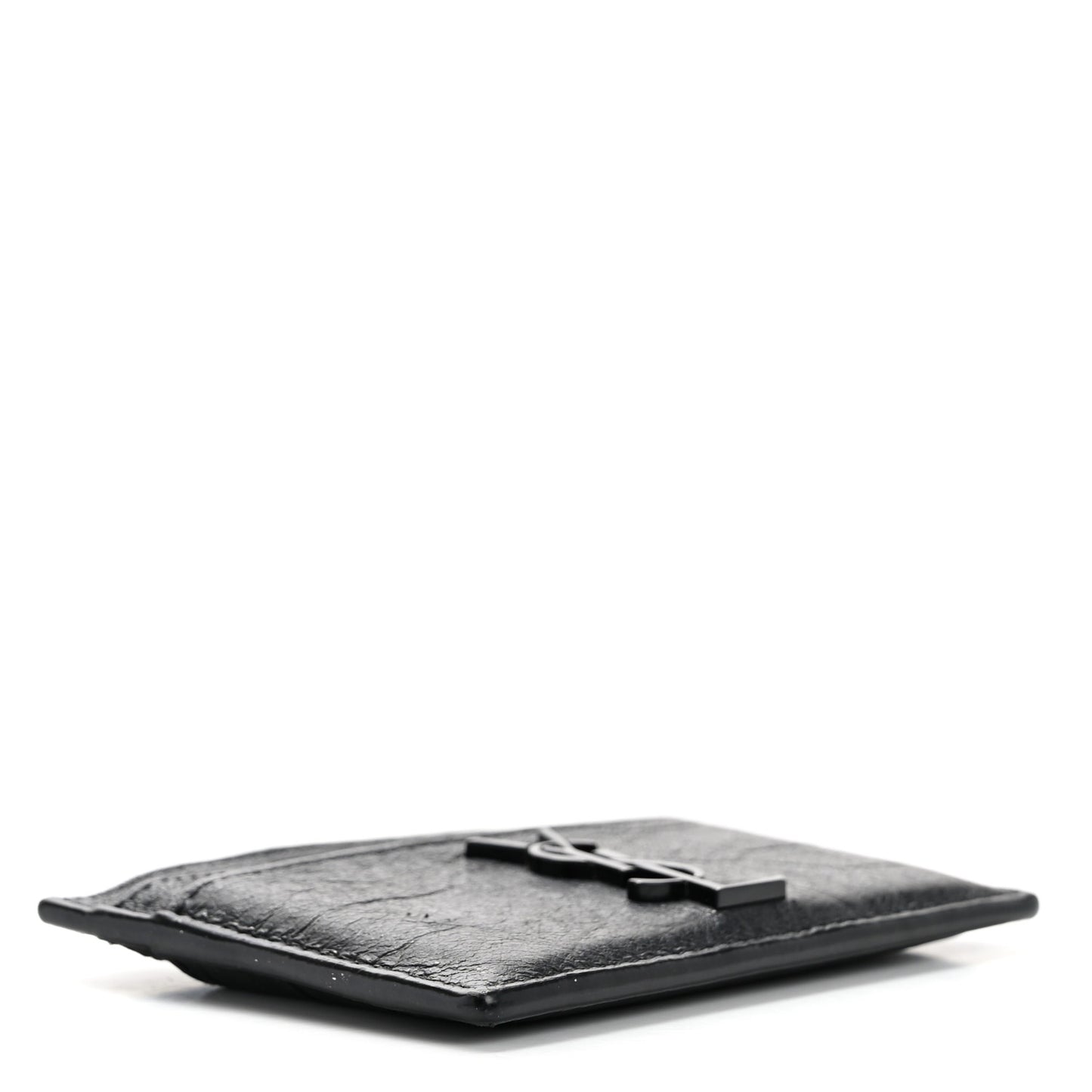 Calfskin Crocodile Embossed Monogram Credit Card Case Black