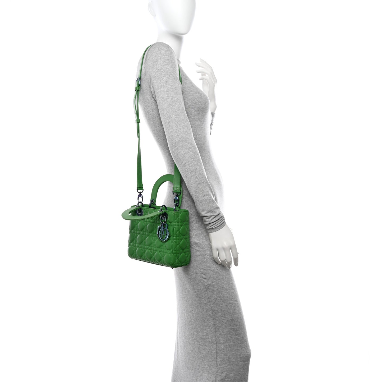 Lambskin Cannage Small Lady Dior Bright Green