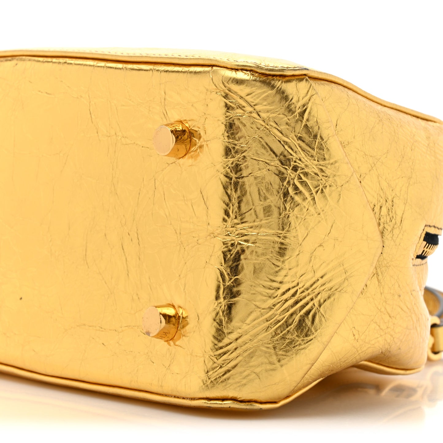 Metallic Calfskin Small Maeve Bag Gold