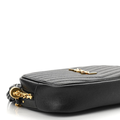 Saint Laurent Grain De Poudre Matelasse Monogram Mini Lou Camera Bag Black 9 of 11