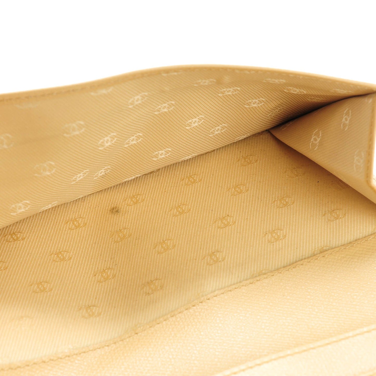 Grained Calfskin CC Button Wallet Beige