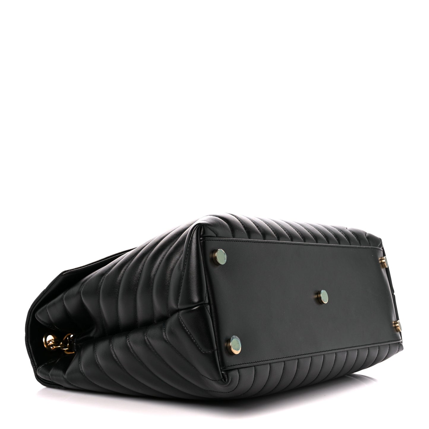 Calfskin Y Quilted Monogram Large Loulou Chain Satchel Black