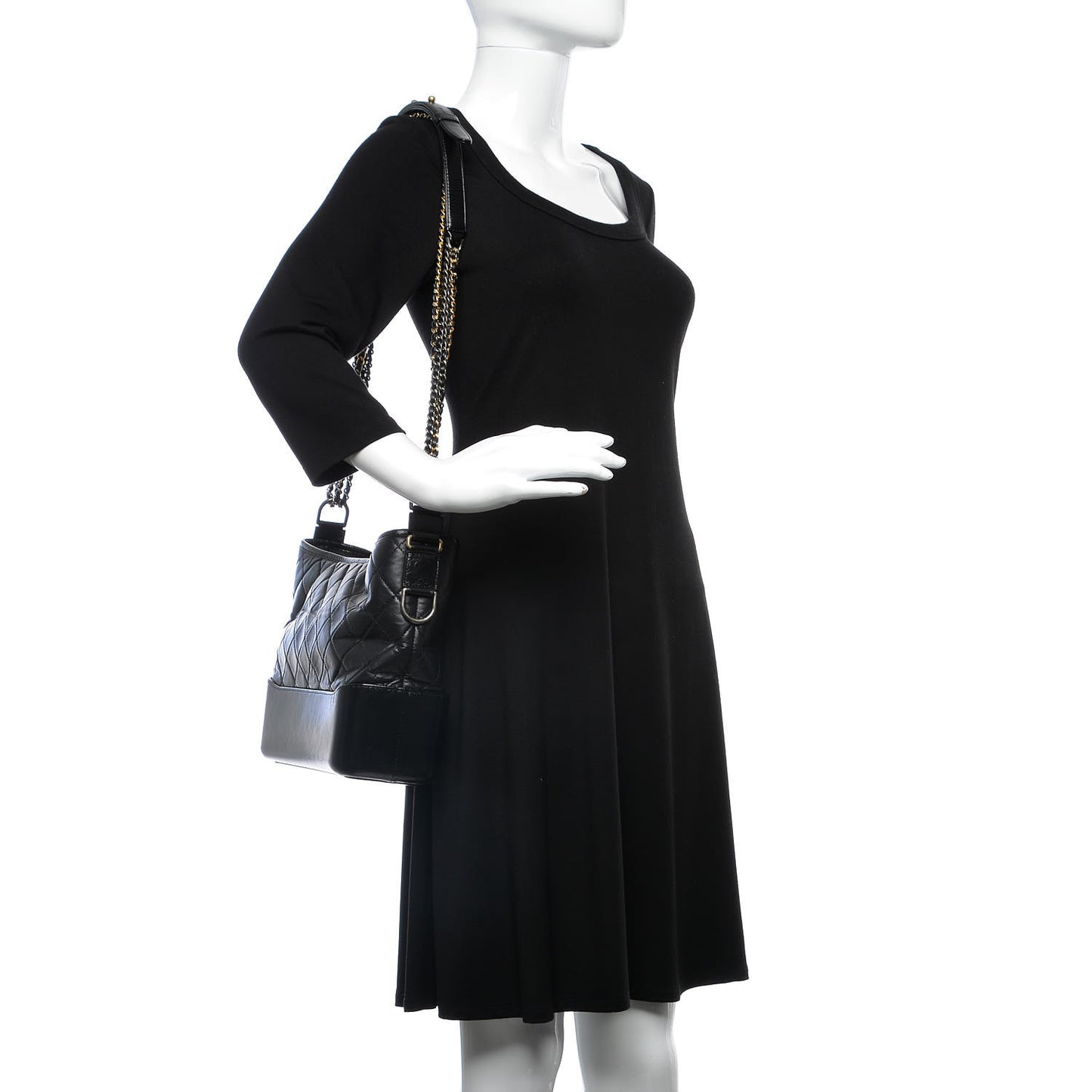 Aged Calfskin Quilted Medium Gabrielle Hobo Black