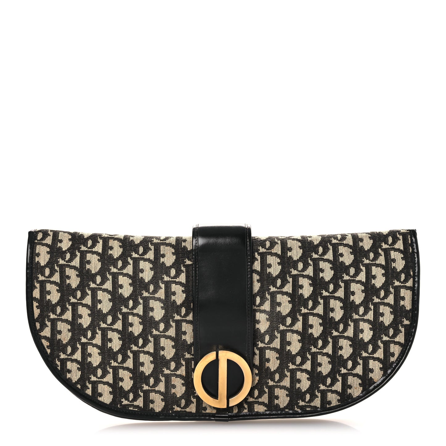 Monogram Flap Clutch Beige Black