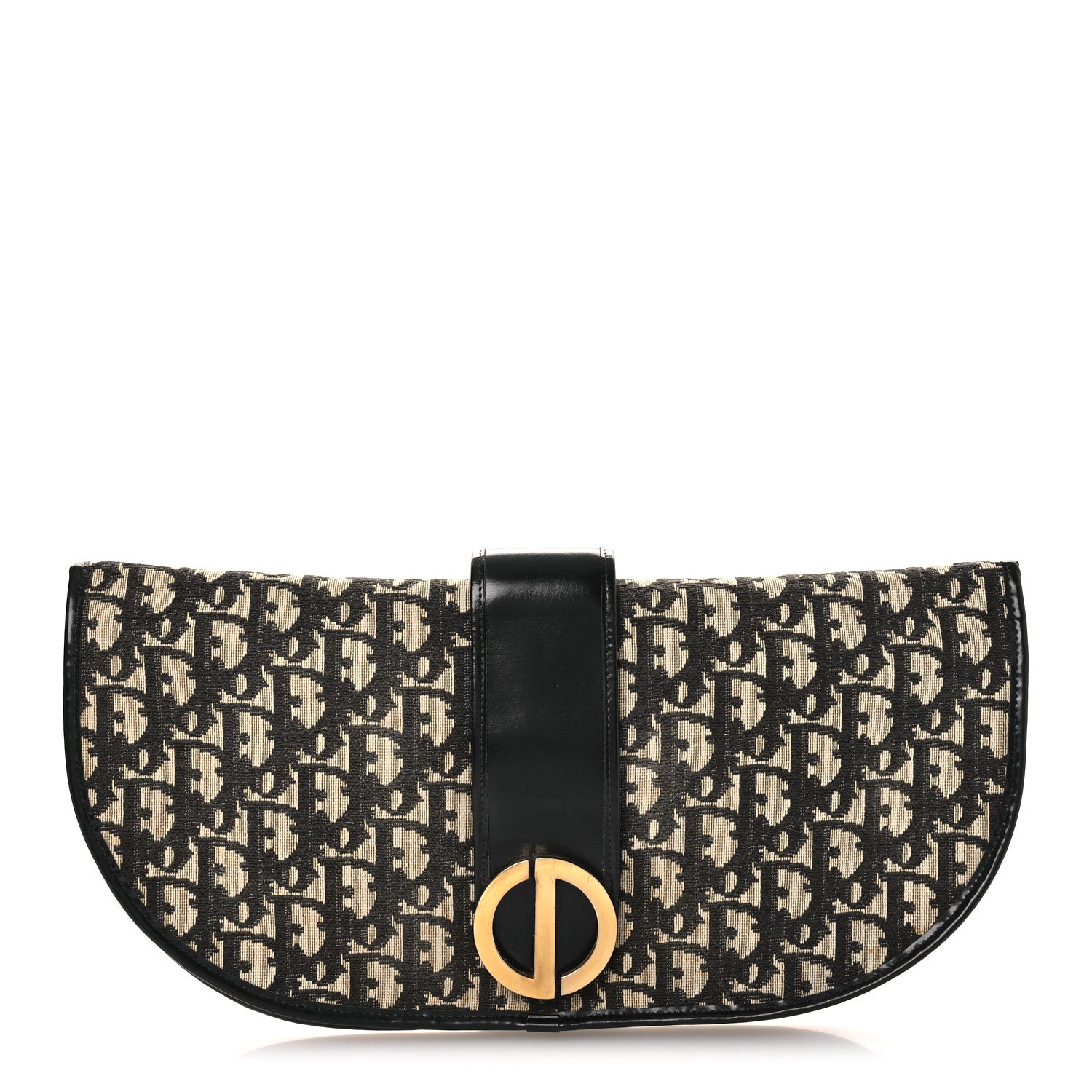 Christian Dior Monogram Flap Clutch Beige Black 1 of 13