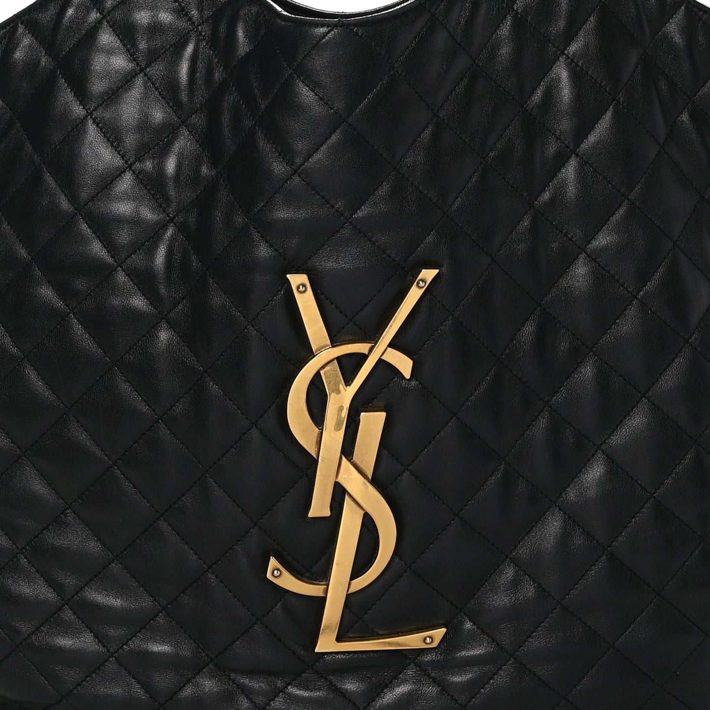SAINT LAURENT Lambskin Quilted Maxi Icare Shopping Tote Black