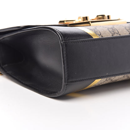 Gucci Calfskin GG Supreme Monogram Small Padlock Shoulder Bag Black Gold 17 of 19