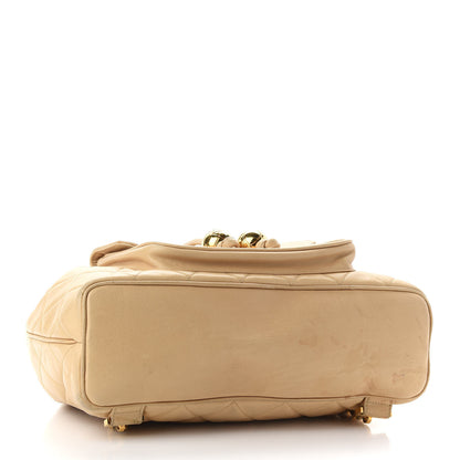Chanel Lambskin Quilted Drawstring Backpack Beige 4 of 20