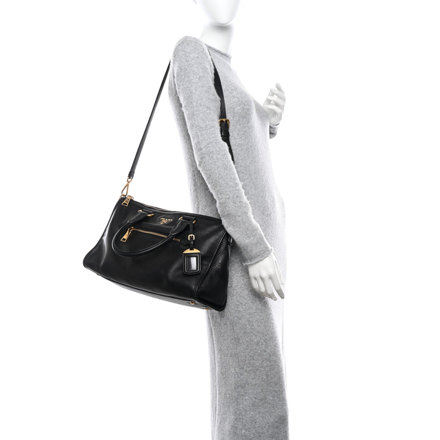 Vitello Daino Shopping Satchel Black