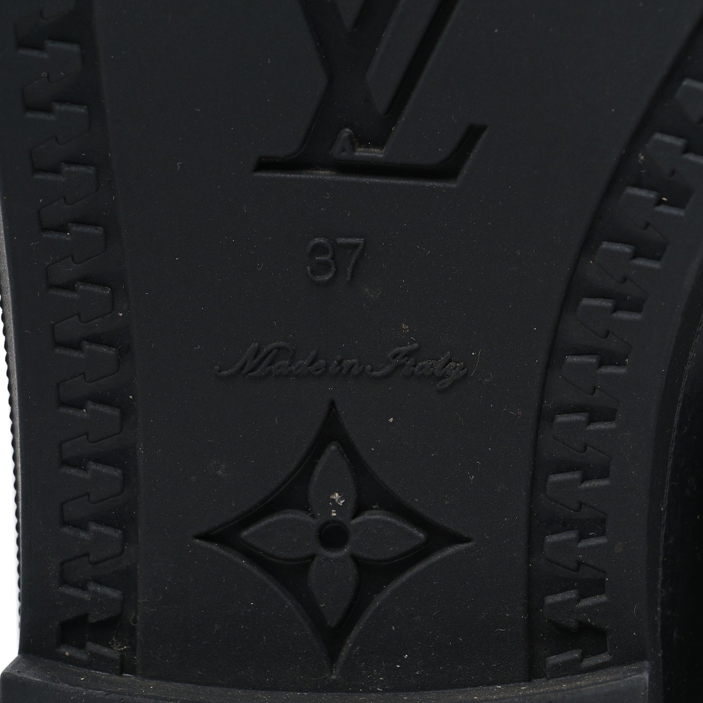 Rubber Embossed Monogram Drops High Rain Boots 37 Black