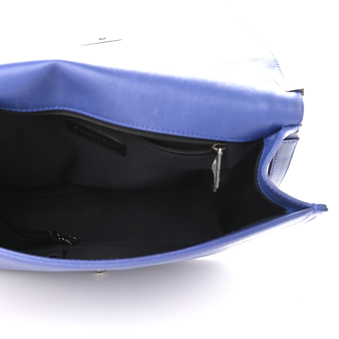 Grained Calfskin Quilted Large Boy Flap Blue