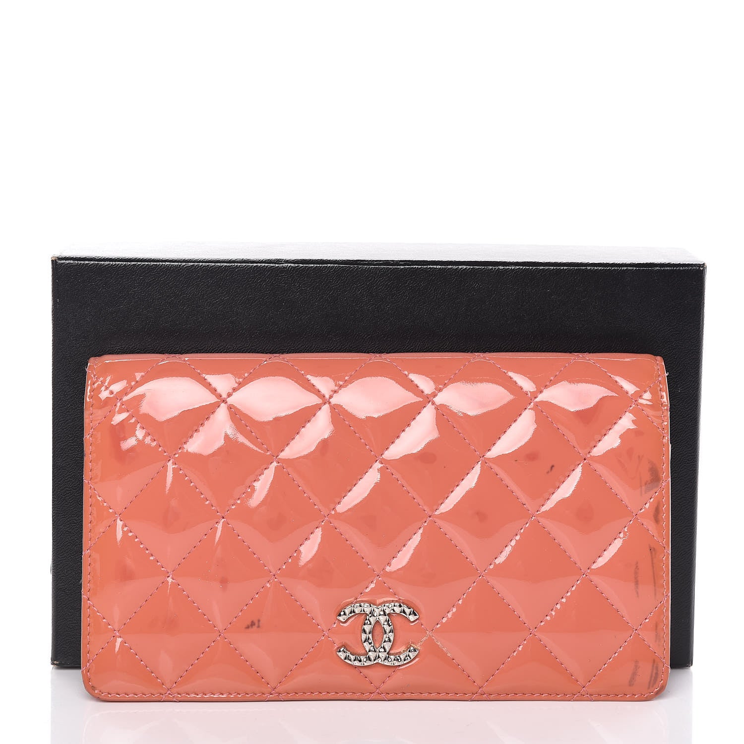 Chanel Patent Quilted Brilliant Yen Wallet Pink 20 of 20