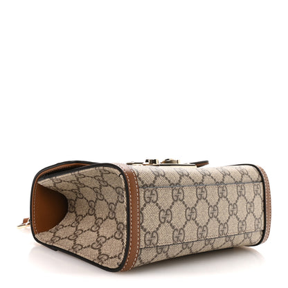 Gucci GG Supreme Monogram Small Padlock Top Handle Shoulder Bag Beige Ebony Dark Brown 4 of 11