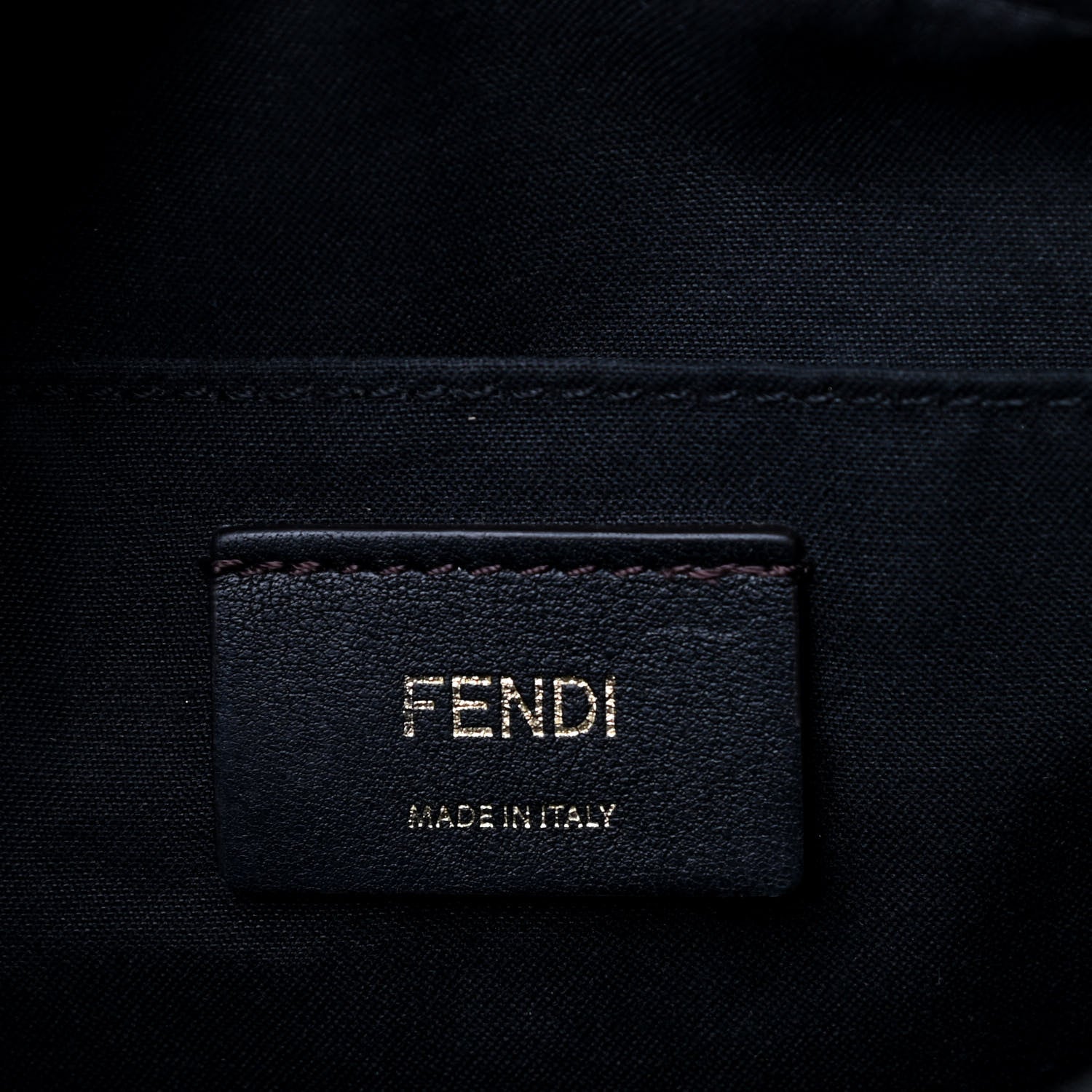 Fendi Glazed Fabric Vitello Century FF 1974 Stamp Patch Camera Case Mogano Panna Black 10 of 16