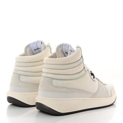 Chanel Suede Fabric Grained Calfskin Womens CC High Top Sneakers 37 White 4 of 12