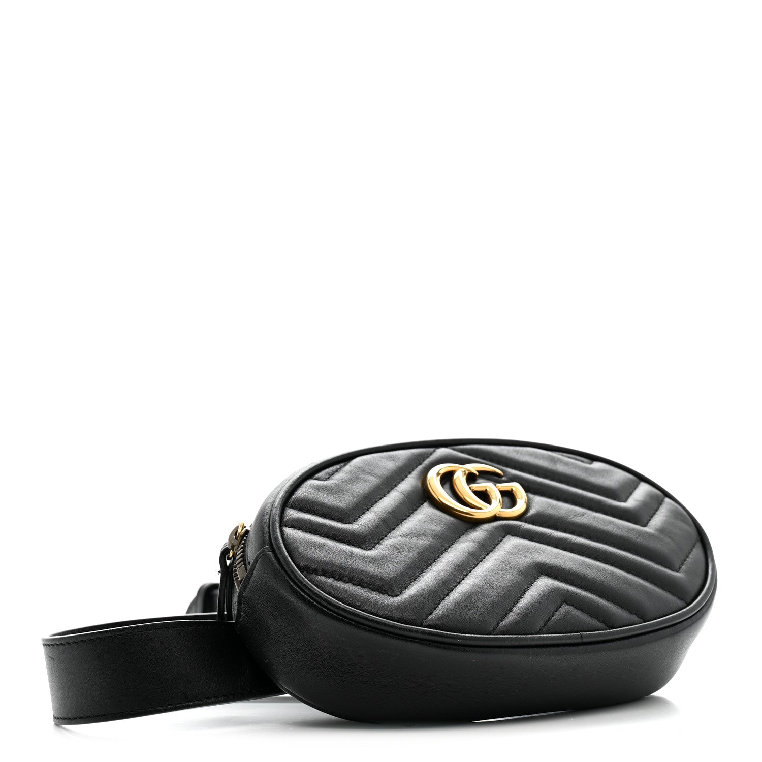 Gucci Calfskin Matelasse GG Marmont Belt Bag 85 34 Black 4 of 20