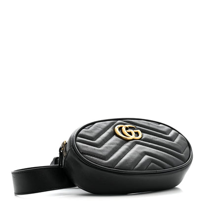 Gucci Calfskin Matelasse GG Marmont Belt Bag 85 34 Black 4 of 20