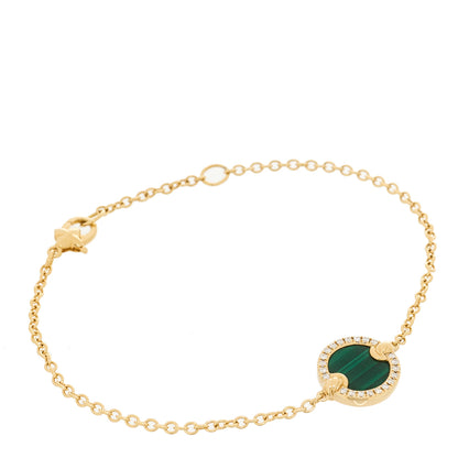 David Yurman 18K Yellow Gold Diamond Malachite Petite Elements Bracelet 1 of 3