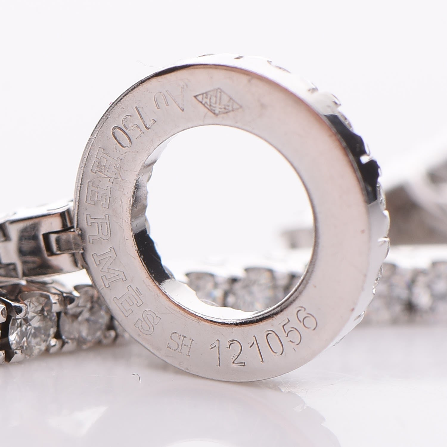 Hermes 18K White Gold Diamond Finesse Bracelet SH 6 of 6