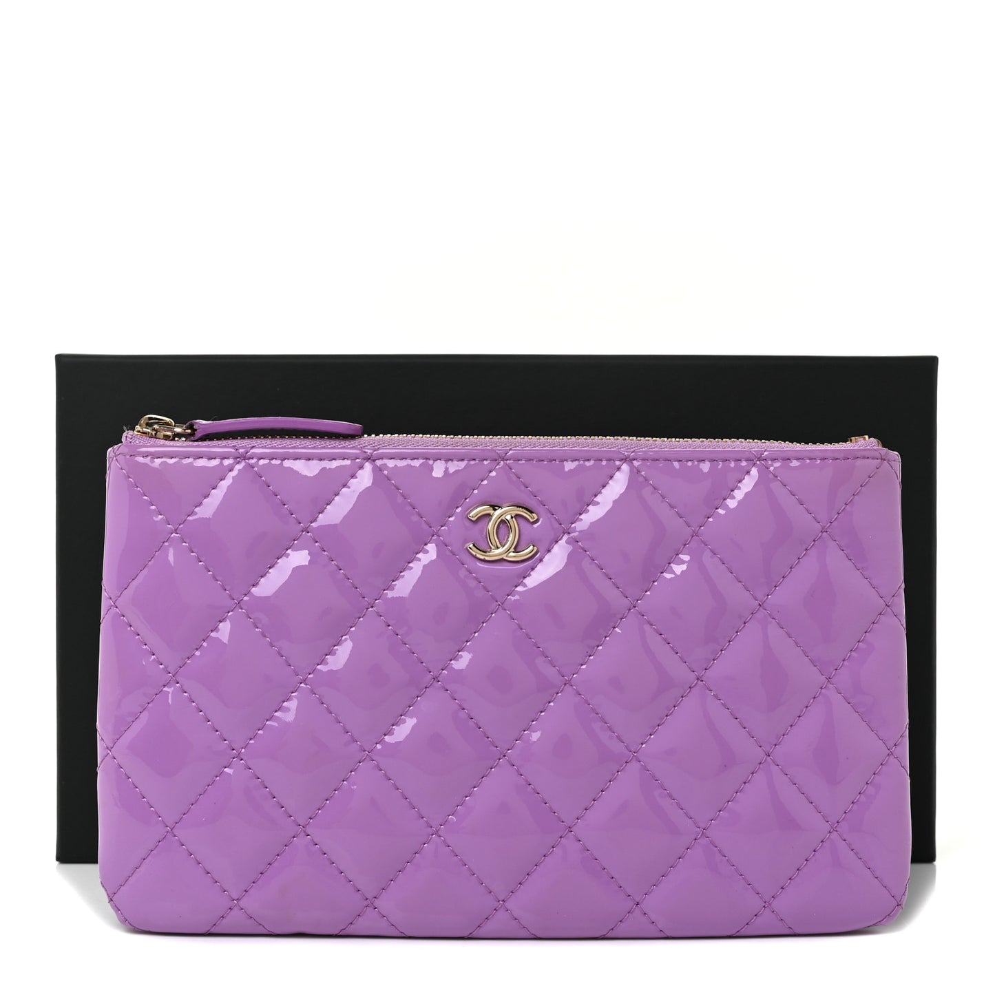 Patent Quilted Cosmetic Case Purple