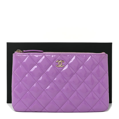 Chanel Patent Quilted Cosmetic Case Purple 10 of 10