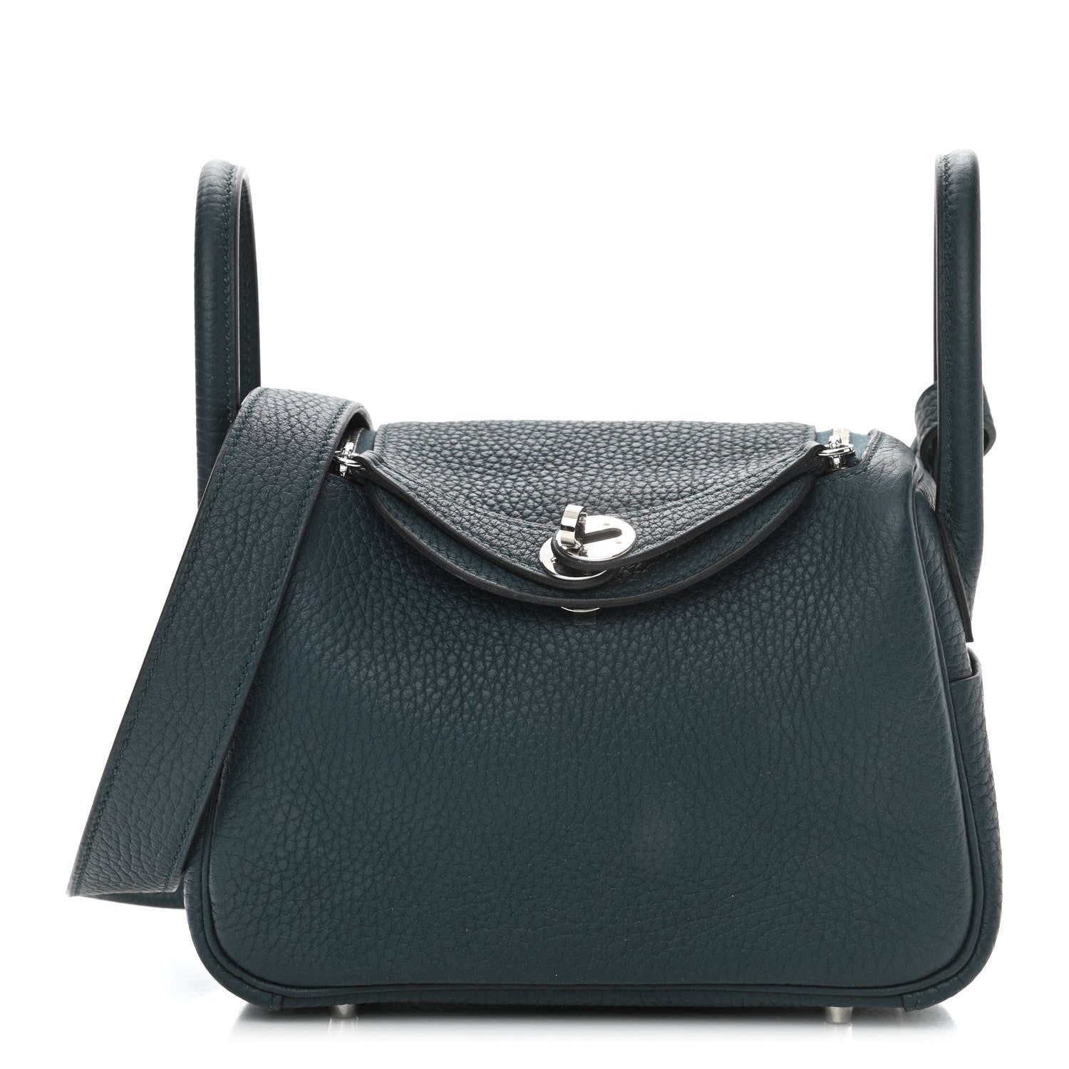 Hermes Taurillon Clemence Mini Lindy 20 Vert Cypress 1 of 11