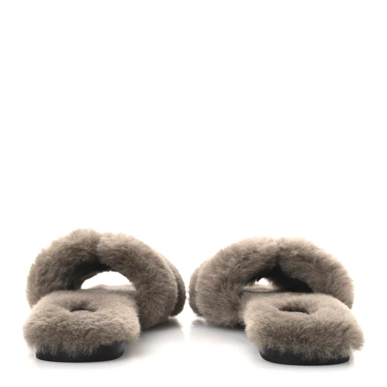 Hermes Woolskin Oran Sandals 38.5 Etoupe 6 of 9