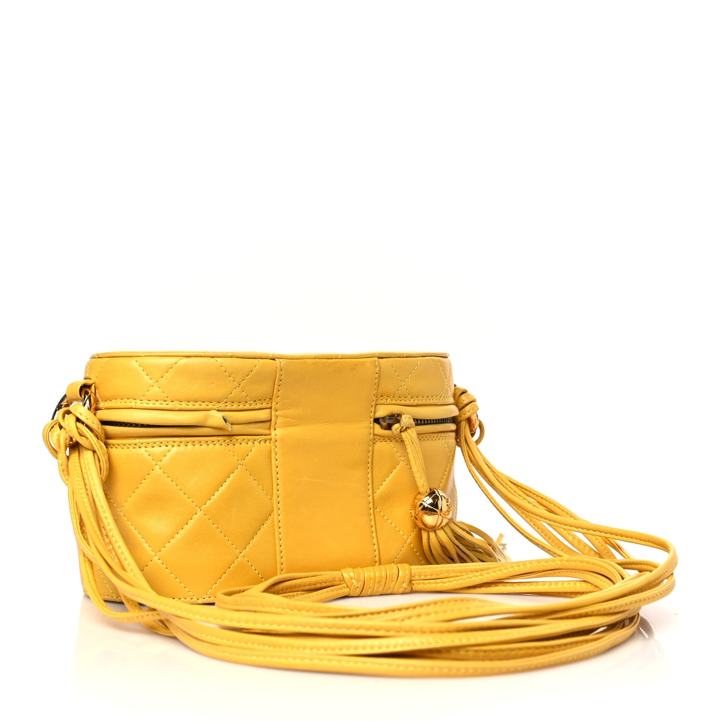 Lambskin Quilted Tassel Shoulder Bag Yellow