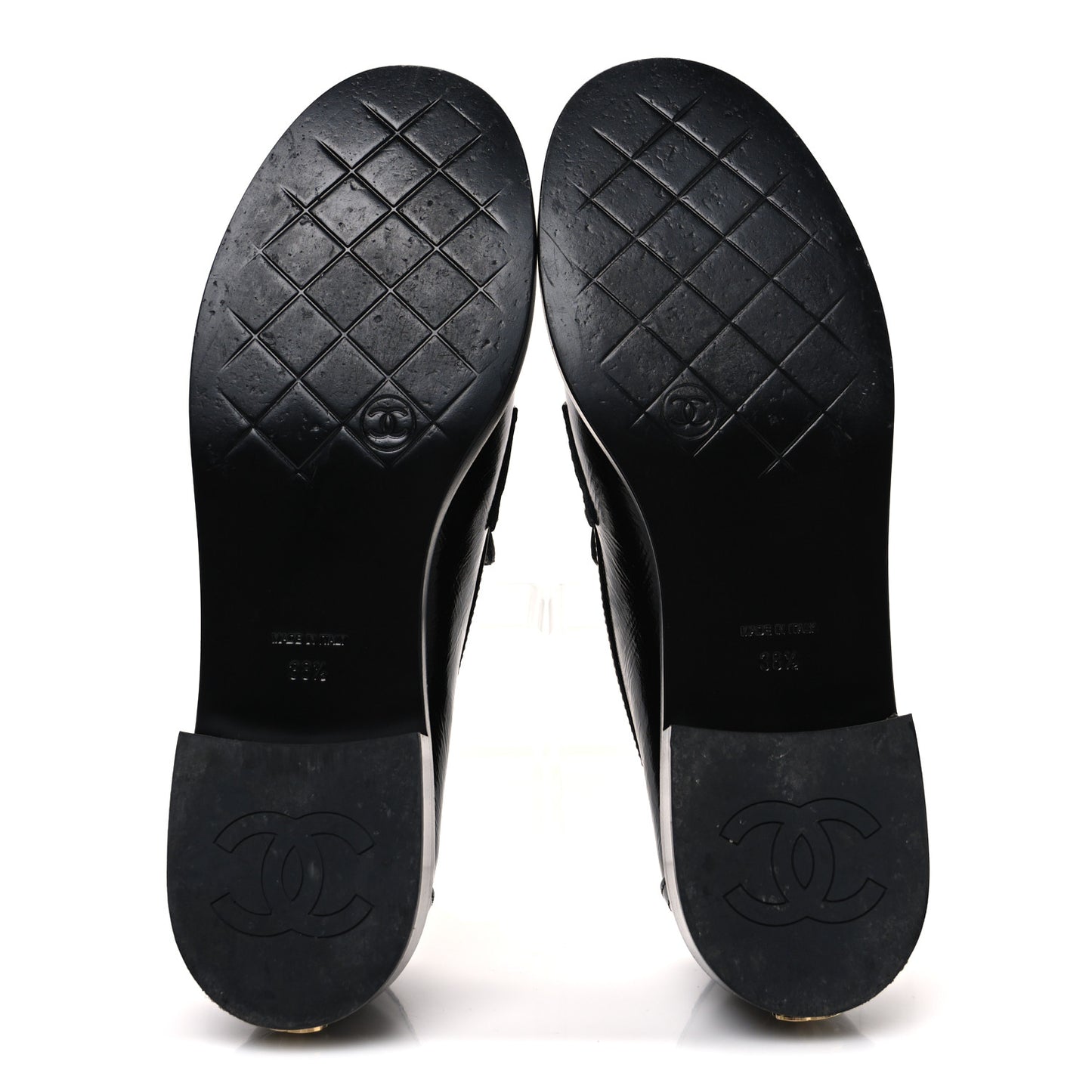 Shiny Calfskin Logo Loafers 38.5 Black